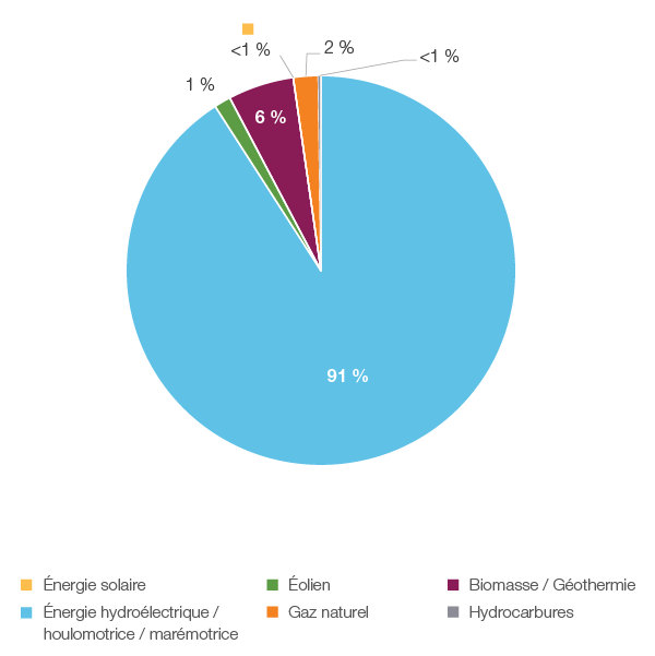 Figure 7 : Production d’électricité selon le type de combustible en 2018