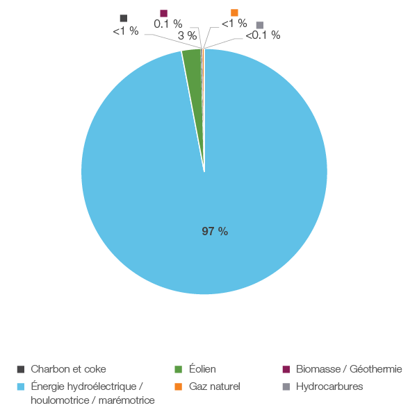 Figure 13 : Production d’électricité selon le type de combustible en 2018