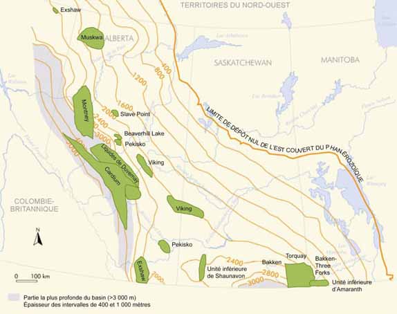 Figure 1 - Carte du BSOC et emplacements des activités et des opérations de forage de pétrole de réservoirs étanches