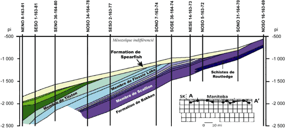 Figure 17 - Schéma stratigraphique de l’unité inférieure d’Amaranth (Spearfish)