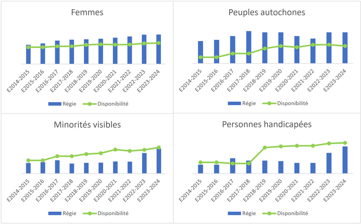 Figure 3: Représentation de l'équité en matière d'emploi (année sur année)