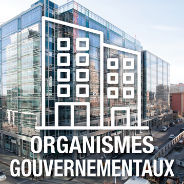 Pictogramme organismes gouvernementaux superposé à une image montrant le bureau principal de la Régie à Calgary, Alberta, Canada – Organismes gouvernementaux