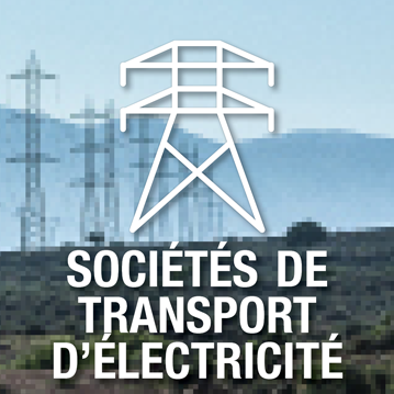 Pictogramme superposé à une image de lignes de transport d’électricité – Sociétés de transport d'électricité