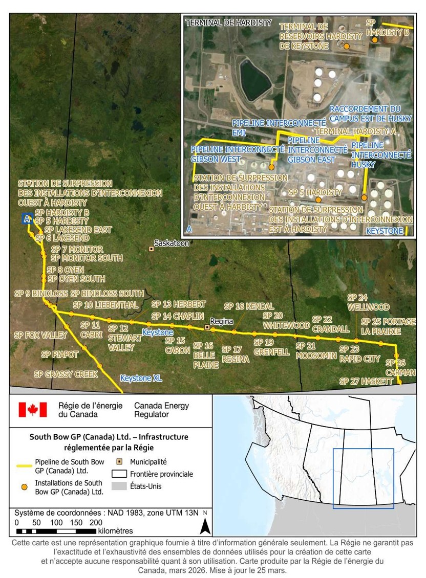 Carte des actifs de la société réglementés par la Régie